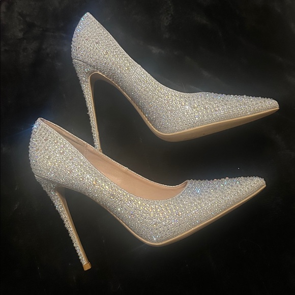 Sparkling Silver Elisabet Tang NEW STUNNING 5” Rhinestone Heels PERFECTION 8.5 M - Picture 11 of 16